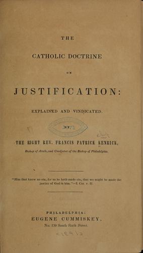 Cover for The Catholic doctrine on justification