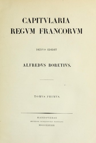Cover for Capitularia regum Francorum