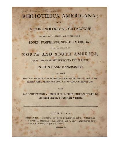 Cover for Bibliotheca americana