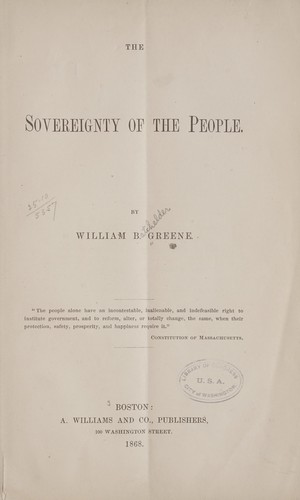 Cover for The sovereignty of the people.