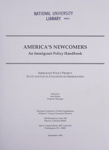 Cover for Americas Newcomers