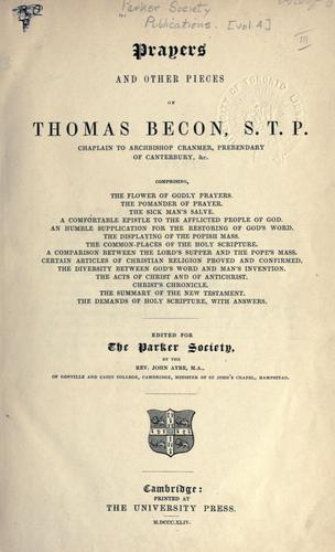 Cover for Prayers and other pieces of Thomas Becon ... Edited for the Parker society