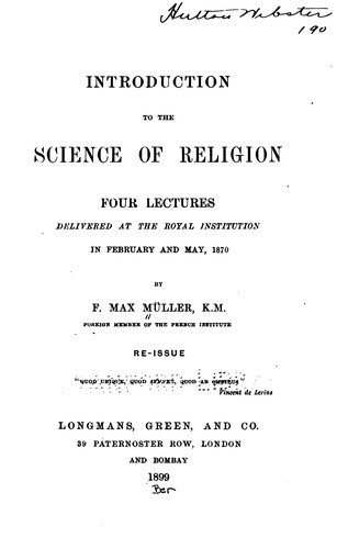 Cover for Introduction to the Science of Religion: Four Lectures Delivered at the Royal Institution in ...