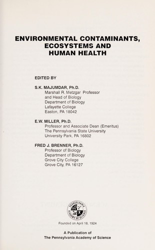 Cover for Environmental contaminants, ecosystems and human health