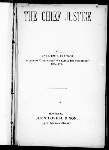 Cover for The Chief Justice