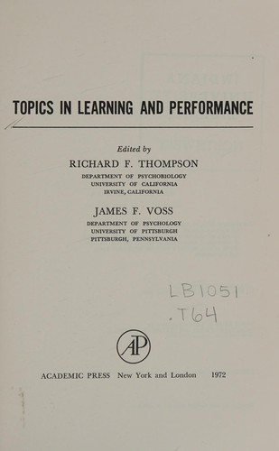 Cover for Topics in learning and performance.