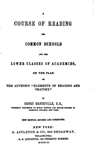 Cover for A course of reading for common schools and the lower classes of academies