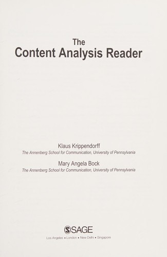 Cover for The content analysis reader