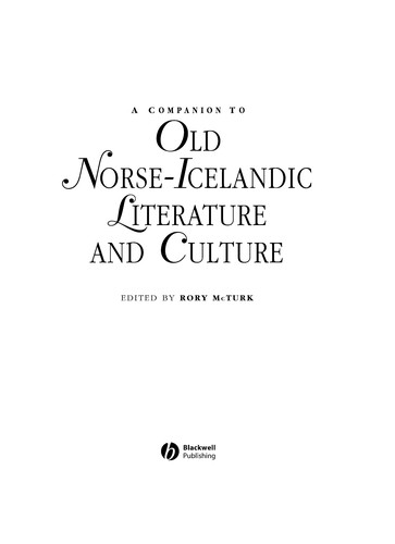 Cover for COMPANION TO OLD NORSE-ICELANDIC LITERATURE; ED. BY RORY MCTURK.