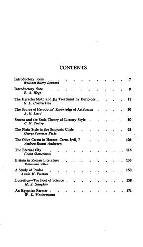 Cover for Classical studies in honor of Charles Forster Smith