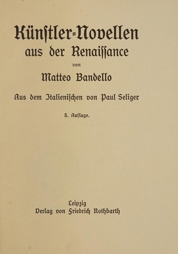 Cover for Künstler-Novellen aus der Renaissance