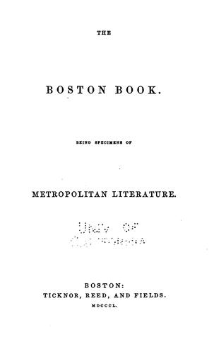 Cover for The Boston Book: Being Specimens of Metropolitan Literature