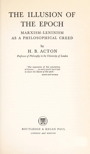 Cover for The illusion of the epoch