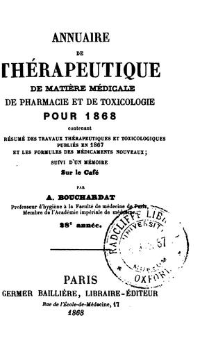 Cover for ANNUAIRE DE THERAPEUTIQUE ET DE MATIERE MEDICALE