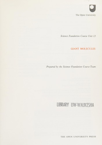 Cover for Giant molecules