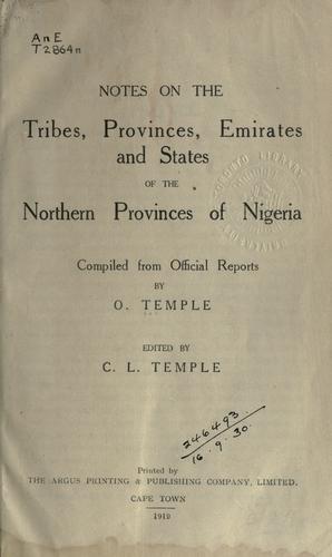 Cover for Notes on the tribes, provinces, emirates and states of the northern provinces of Nigeria
