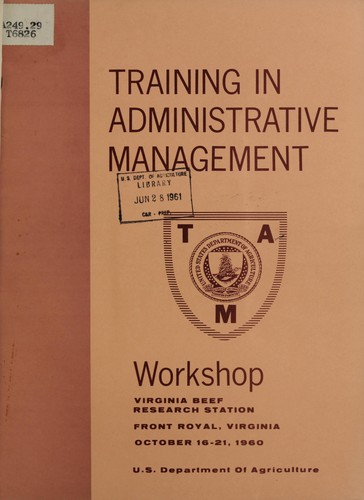 Cover for Training in Adminstrative Management Workshop