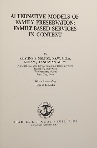 Cover for Alternative models of family preservation