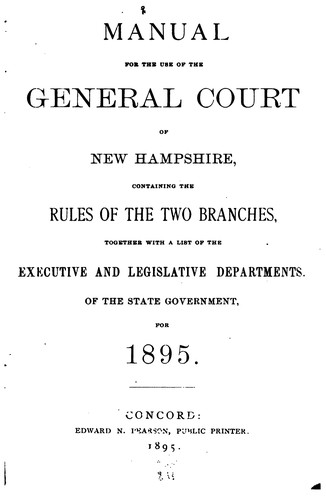 Cover for Manual for the Use of the General Court of New Hampshire