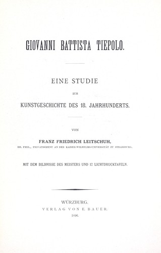 Cover for Giovanni Battista Tiepolo