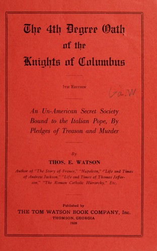 Cover for The 4th Degree oath of the Knights of Columbus