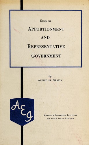 Cover for Essay on apportionment and representative government.