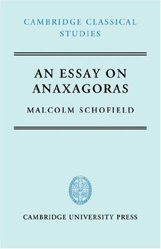 Cover for An Essay on Anaxagoras (Cambridge Classical Studies)