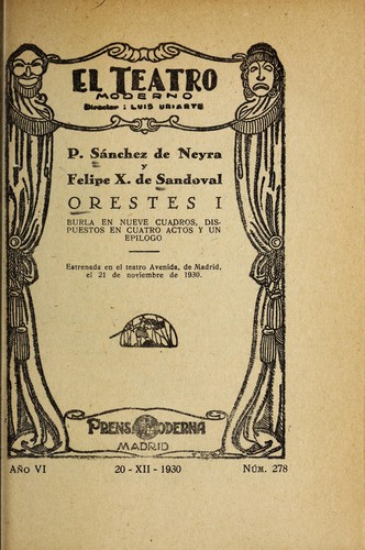 Cover for Orestes I