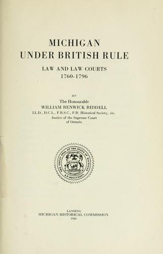 Cover for Michigan under British rule.