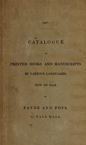 Cover for Catalogue of printed books and manuscripts in various languages, now on sale