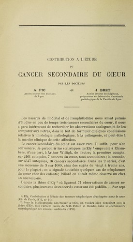 Cover for Contribution à l'étude du cancer secondaire du cœur