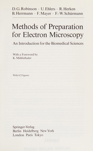 Cover for Methods of preparation for electron microscopy