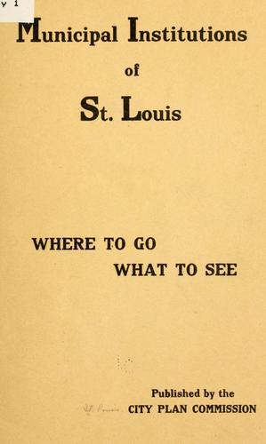Cover for Municipal institutions of St. Louis