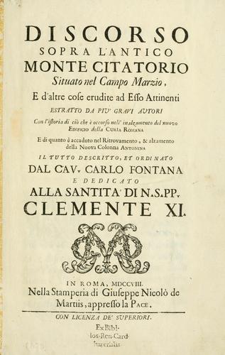 Cover for Discorso sopra l'antico Monte Citatorio situato nel Campo Marzio