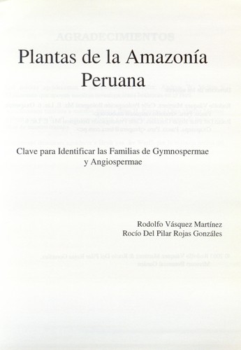 Cover for Plantas de la Amazonía peruana