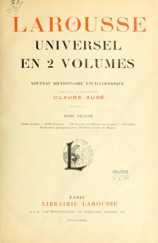 Cover for Larousse universel en 2 volumes (Tome Second)