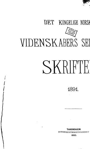 Cover for Det Kgl. Norske videnskabers selskabs skrifter