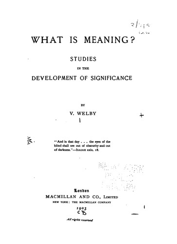 Cover for What is meaning?