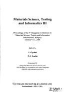 Cover for Materials Science, Testing and Informatics III
