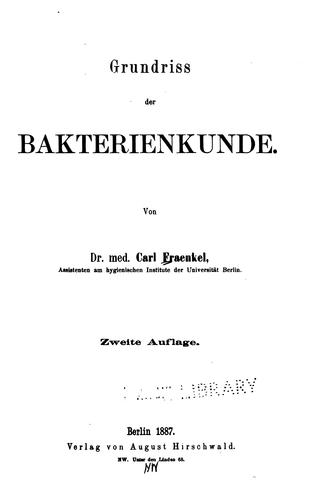Cover for Grundriss der Bakterienkunde