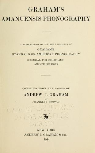 Cover for Graham's amanuensis phonography