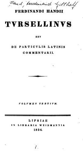 Cover for Tursellinus seu de particulis latinis commentarii
