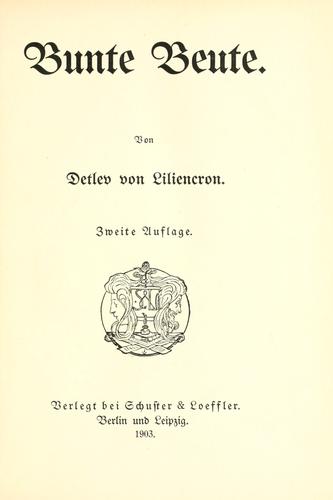 Cover for Bunte Beute