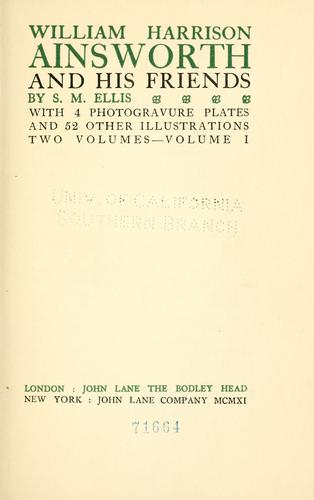 Cover for William Harrison Ainsworth and his friends