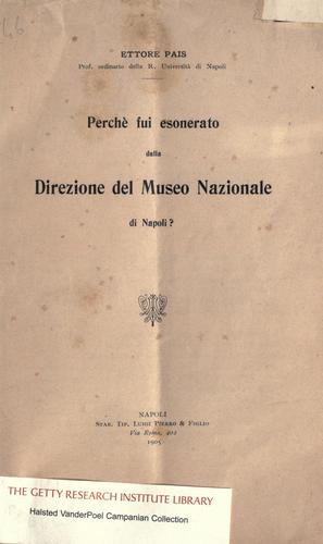 Cover for Perchè fui esonerato dalla direzione del Museo nazionale di Napoli?