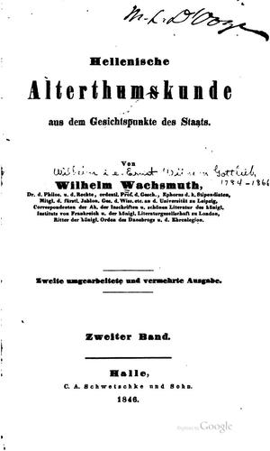 Cover for Hellenische Alterthumskunde aus dem Gesichtspunkte des Staats: aus dem ...