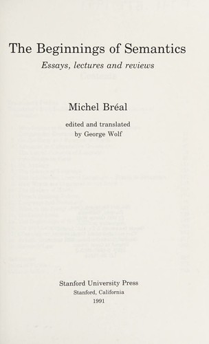 Cover for The beginnings of semantics