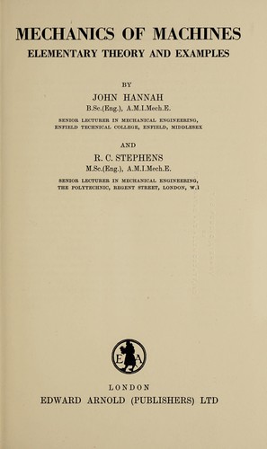 Cover for Mechanics of machines