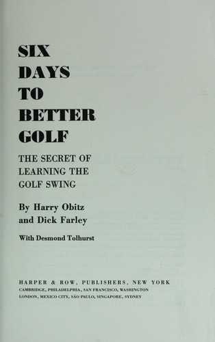 Cover for Six days to better golf