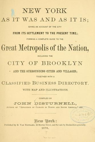 Cover for New York as it was and as it is